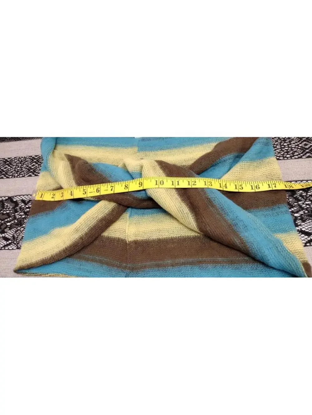 Infitiny Scarf Brown Striped Yellow Sky Blue Acrylic ONE SIZE SCARF Raver Y2K